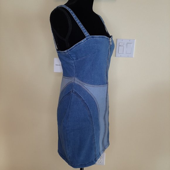 Brand New Sexy Forever 21 Heavy Stretch Denim Sundress - Picture 4 of 13